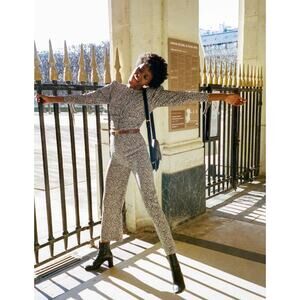 Rouje Black White Wanda Heart Tie Sleeve Jumpsuit Size 34/US 2